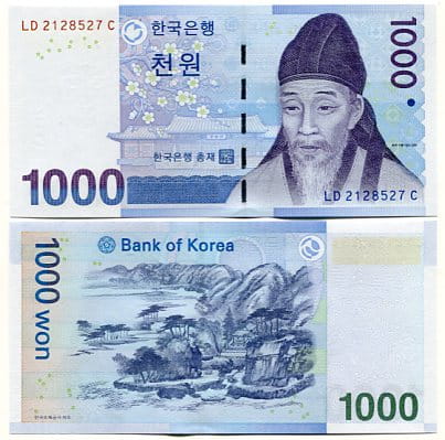 Korea Południowa 1000 Won 2007 r. UNC