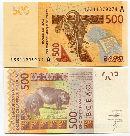 Wybrzeże Kości Słoniowej 500 Francs 2012 r. UNC