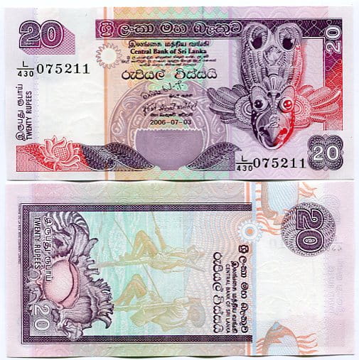 Sri Lanka 20 Rupees 2006 r. UNC