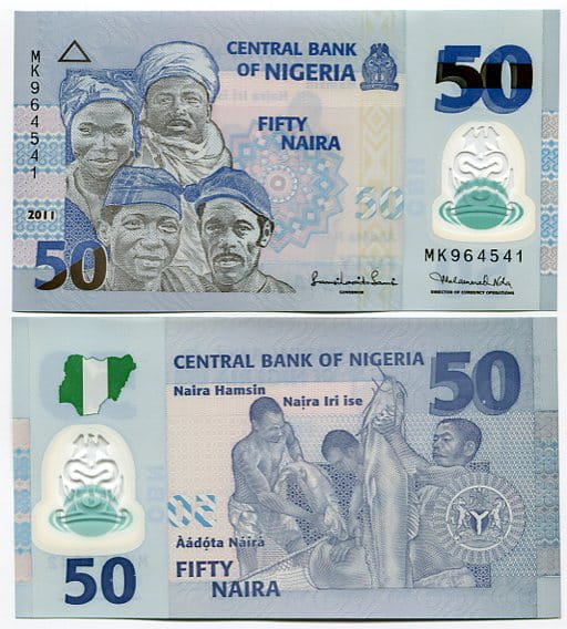 Nigeria 50 Naira 2018 r. Polimer UNC