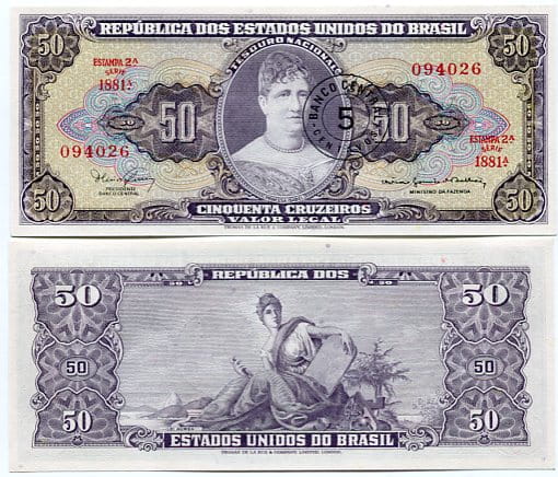 Brazylia 50 Cruzeiros 1967 r. UNC
