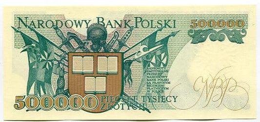 Banknot Polska 500000 zł z 1993 r. Z