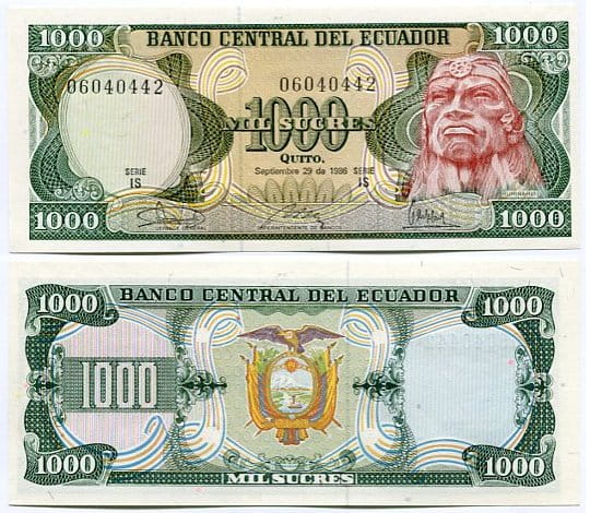Ekwador 1000 Sucres 1986 r. UNC