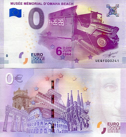 Banknot 0 Euro Francja - Memorial Museum of Omaha Beach