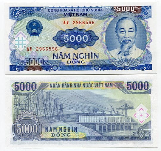 Wietnam 5000 Dong 1991 r. UNC