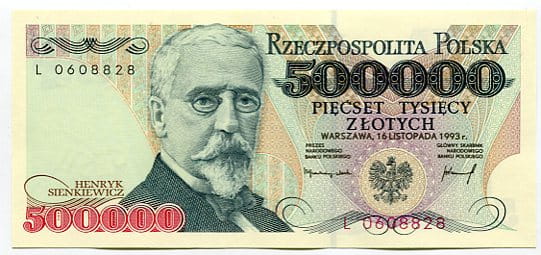 Banknot Polska 500000 zł z 1993 r. L