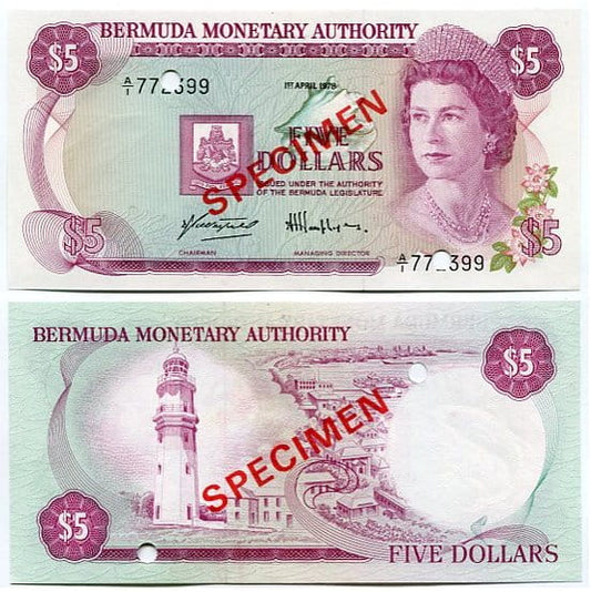 Bermudy 5 Dollars 1978 r. UNC Specimen