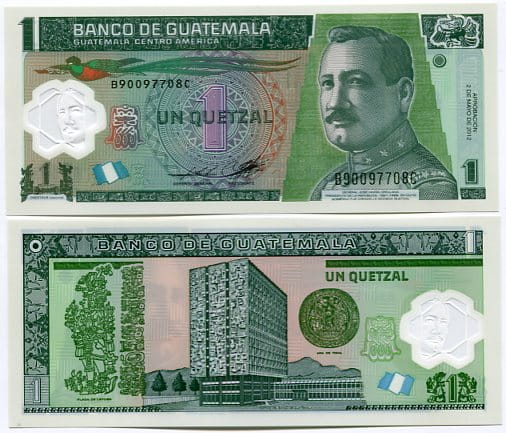 Gwatemala 1 Quetzal 2012 r. Polimer UNC