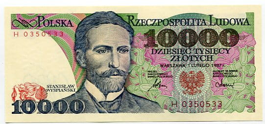 Banknot Polska 10000 zł z 1987 r. R
