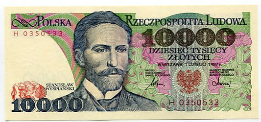 Banknot Polska 10000 zł z 1987 r. R