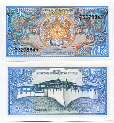 Bhutan 1 Ngultrum 1990 r. UNC