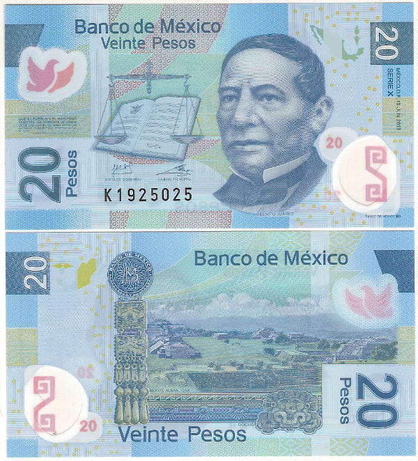 Meksyk 20 Pesos 2016 r. Polimer UNC