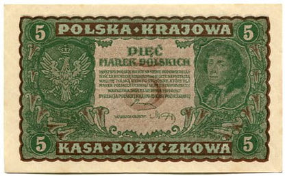 Banknot Polska 5 Marek  Polskich 1919 r. AE