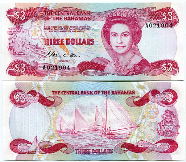 Bahamy 3 Dollar 1974 r. UNC