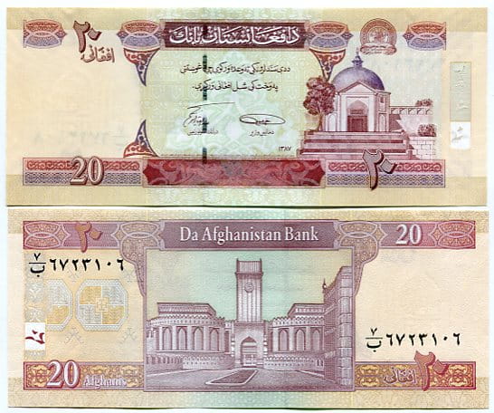Afganistan 20 Afghanis 2002 r. UNC