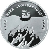 10 zł Ag   25-lecie NSZZ „Solidarność” 2005 r.
