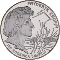 10 zł Ag  150. rocznica śmierci Fryderyka Chopina 1999 r.