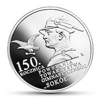 10 zł Ag 150. rocznica powstania Towarzystwa Gimnastycznego „Sokół” 2017 r.
