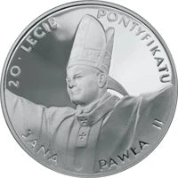 10 zł Ag 20-lecie pontyfikatu Jana Pawła II 1998 r.