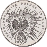 10 zł Ag 80. Rocznica Odzyskania Niepodległości 1998 r.