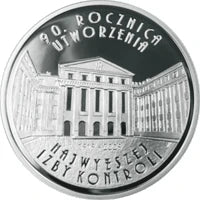 10 zł Ag 90. rocznica utworzenia Najwyższej Izby Kontroli 2009 r.