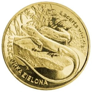 2 zł 2009 r. Zwierzęta Świata - Jaszczurka zielona (łac. Lacerta viridis)