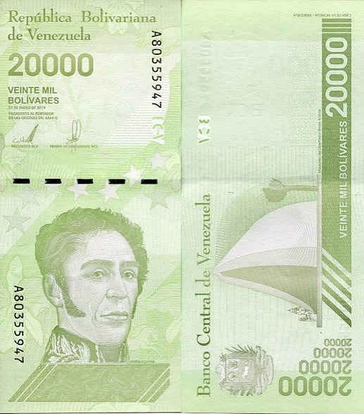 Wenezuela 20 000 Bolivares 2019 r. UNC