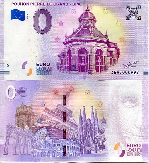 Banknot 0 Euro Belgia - Pouhon Pierre Le Grand