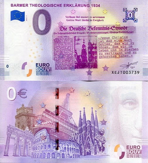 Banknot 0 Euro Niemcy - Deklaracja z Barmen 1934
