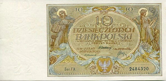 Banknot Polska 10 Złotych 1929 r. FI
