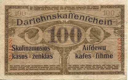Banknot 100 Marek 1918 r. Kowno ( Okupacja Niemiecka )