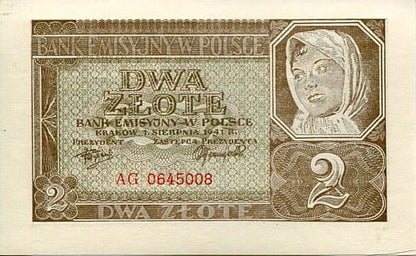 Banknot Polska 2 Złote 1941 r. AG