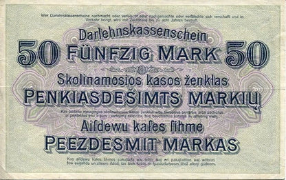 Banknot 50 Marek 1918 r. Kowno ( Okupacja Niemiecka )