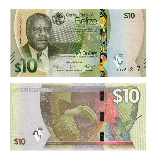 Belize 10 Dollars 2025 r. UNC
