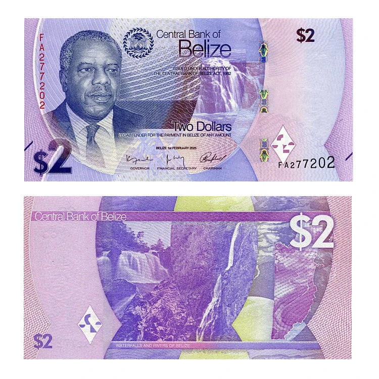 Belize 2 Dollars 2025 r. UNC