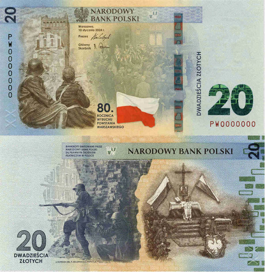 Banknot Kolekcjonerski 20 zł 80. rocznica wybuchu Powstania Warszawskiego