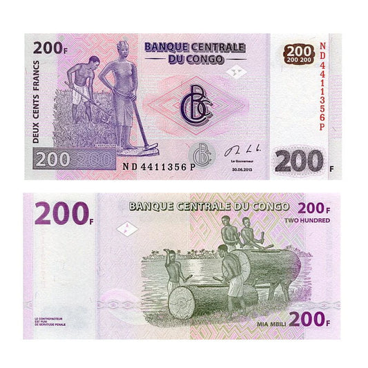 Kongo 200 Francs 2013 r. UNC