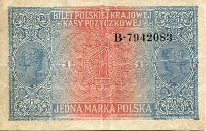Banknot Polska 1 Marka Polska 1916 r. B