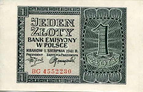 Banknot Polska 1 Złoty 1941 r. BC