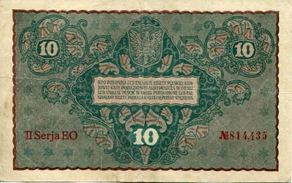 Banknot Polska 10 Marek Polskich 1919 r. EO