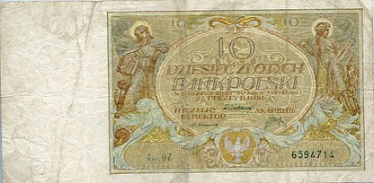 Banknot Polska 10 Złotych 1929 r. GZ