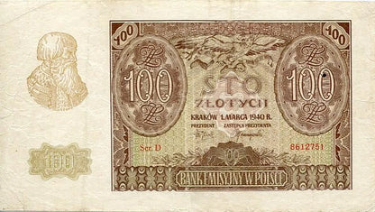 Banknot Polska 100 Złotych 1940 r. D