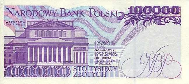Banknot Polska 100000 zł z 1993 r. AE