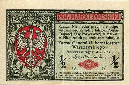 Banknot Polska 1/2 Marki Polskiej 1916 r. B
