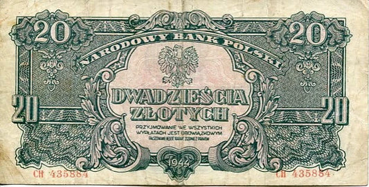 Banknot Polska 20 Złotych 1944 r. CH