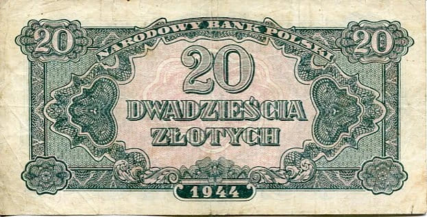Banknot Polska 20 Złotych 1944 r. CH