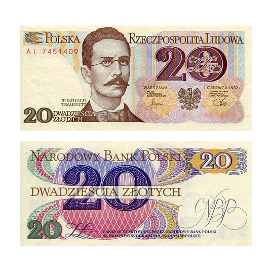 Banknot Polska 20 zł z 1982 r. AL