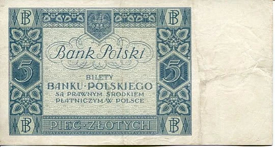 Banknot Polska 5 Złotych 1930 r. BL
