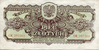 Banknot Polska 5 Złotych 1944 r. CM
