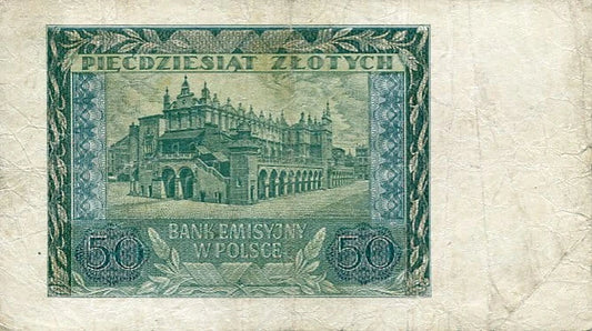 Banknot Polska 50 Złotych 1940 r. D